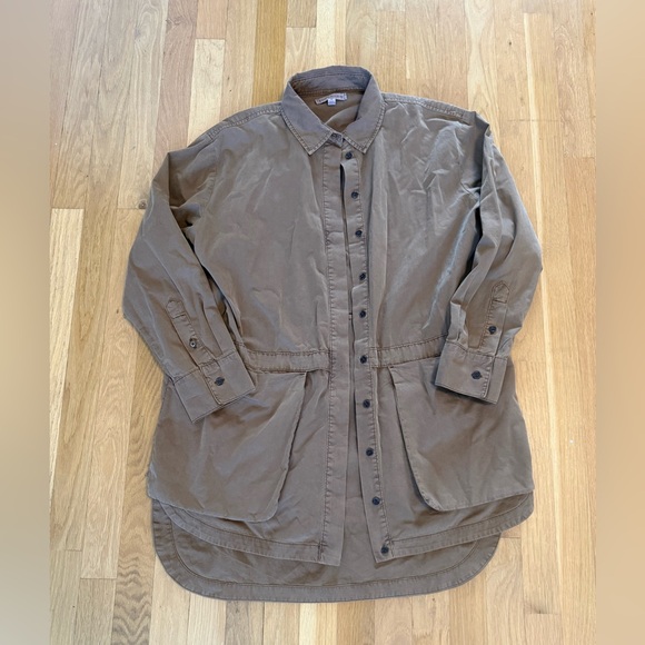 COTTON TWILL UTILITY TUNIC Beige Tan Banana Republic Button down jacket M - Picture 5 of 15